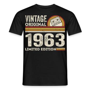 Vintage 1963 Cassette 1963 - 62nd Anniversary 1963 - Men's T-Shirt - black - Front - AI Model Male 178 light (178cm)