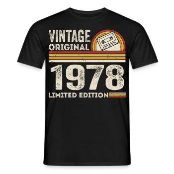 Vintage 1978 Cassette 1978 - 47th Anniversary 1978 - Men's T-Shirt - black - Front - AI Model Male 178 light (178cm)