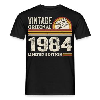 Vintage 1984 Cassette Tape 1984 - 41st Anniversary 1984 - Men's T-Shirt - black - Front - AI Model Male 178 light (178cm)