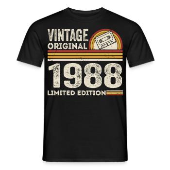 Vintage 1988 Cassette 1988 - 37e anniversaire 1988 - T-shirt homme - noir - Devant - AI Model Male 178 light (178cm)