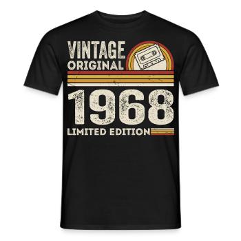 Vintage 1968 Cassette 1968 - 57e anniversaire 1968 - T-shirt homme - noir - Devant - AI Model Male 178 light (178cm)