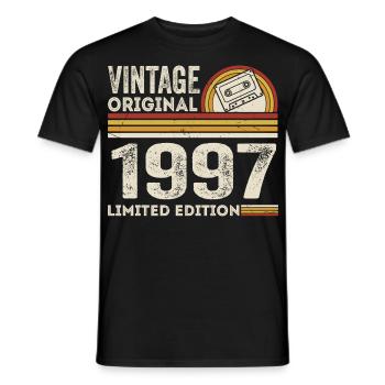 Vintage 1997 Cassette 1997 - 28e anniversaire 1997 - T-shirt homme - noir - Devant - AI Model Male 178 light (178cm)