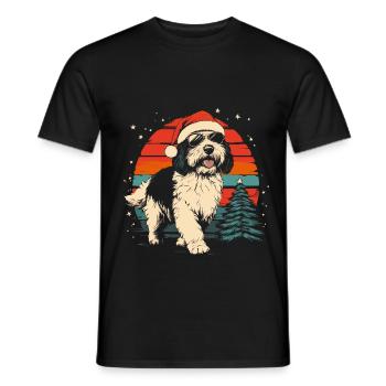 Bobtail Old English Sheepdog Weihnachten - Männer T-Shirt - Schwarz - Vorne - AI Model Male 178 light (178cm)