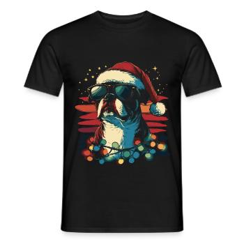 Cooler Boston Terrier Weihnachten - Männer T-Shirt - Schwarz - Vorne - AI Model Male 178 light (178cm)