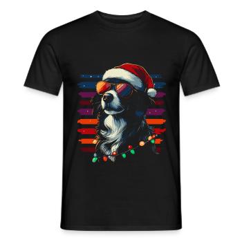 Cool Border Collie Noël - T-shirt homme - noir - Devant - AI Model Male 178 light (178cm)