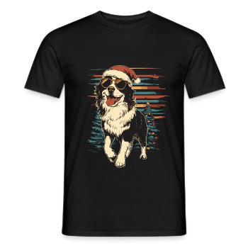 Berger australien frais Noël - T-shirt homme - noir - Devant - AI Model Male 178 light (178cm)