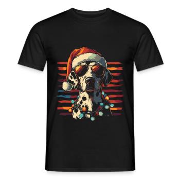Dalmatien avec chapeau de Père Noël et lunettes de soleil - T-shirt homme - noir - Devant - AI Model Male 178 light (178cm)