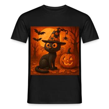 Cadeau de costume effrayant de chat d’Halloween - T-shirt homme - noir - Devant - AI Model Male 178 light (178cm)