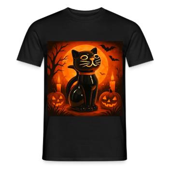 Spooky Cat Halloween Gift - Men's T-Shirt - black - Front - AI Model Male 178 light (178cm)