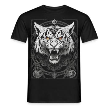 TIGER TRIBAL GOTHIC TATTOO TATTOO NATURE METAL - Men's T-Shirt - black - Front - AI Model Male 178 light (178cm)