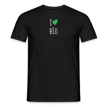 I LOVE BIO - ORGANIC PRODUCTS - BIO LOVER - NATURLIEBE - Men's T-Shirt - black - Front - AI Model Male 178 light (178cm)
