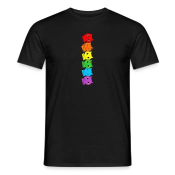 Funny LGBT Cat Stack Rainbow Gay Pride Gift - Men's T-Shirt - black - Front - AI Model Male 178 light (178cm)