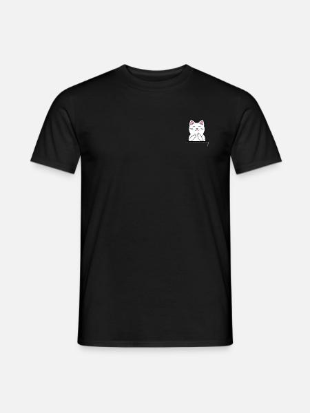 Katze Mittelfinger Stinkefinger Lustig Brusttasche - Männer T-Shirt - Schwarz