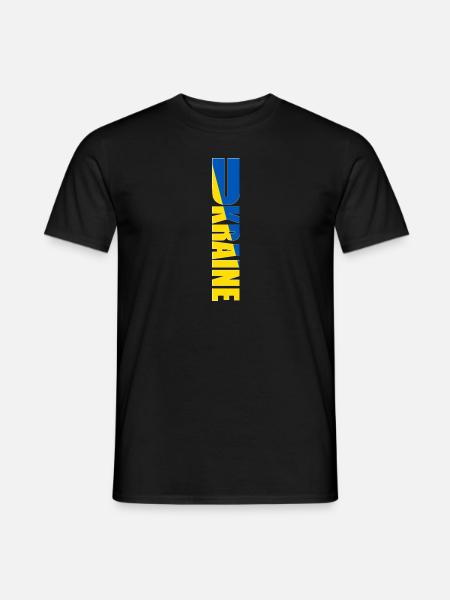 T-Shirt mit der Flagge und dem Namen der Ukraine - Männer T-Shirt - Schwarz