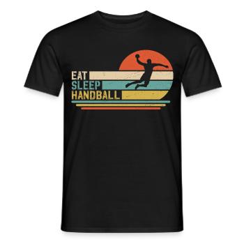 eat sleep handball t-shirt handball player - Men's T-Shirt - black - Front - AI Model Male 178 light (178cm)