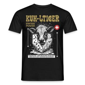 Swiss Cheese Shirt: Kuh, Kult & Käseflow - Männer T-Shirt - Schwarz - Vorne - AI Model Male 178 light (178cm)