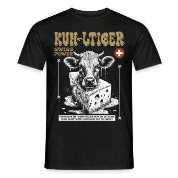 Schweizer Käse Shirt: Kuh, Genuss & Heimatgefühl - Männer T-Shirt - Schwarz - Vorne - AI Model Male 178 light (178cm)