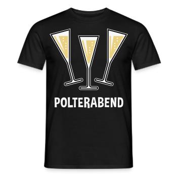 Polterabend (JGA / Sektgläser / Trichter Zu / 3C) - Männer T-Shirt - Schwarz - Vorne - AI Model Male 178 light (178cm)
