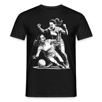 Zweikampf! Frauenfußball Shirt für Siegerinnen! - Männer T-Shirt - Schwarz - Vorne - AI Model Male 178 light (178cm)