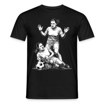 Foul in women's football! Shirt with strong posture - Men's T-Shirt - black - Front - AI Model Male 178 light (178cm)