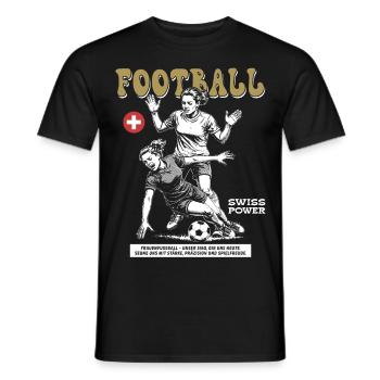 Kraft ohne Foul: Schweizer Frauenfußball Shirt - Männer T-Shirt - Schwarz - Vorne - AI Model Male 178 light (178cm)