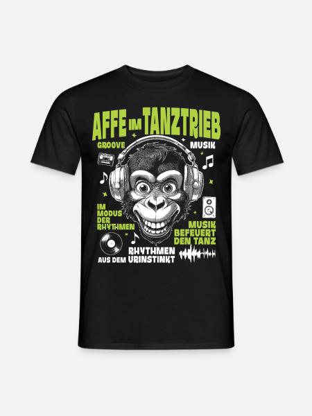 Tanztrieb Groove Shirt: Affe mit Musikblick - Männer T-Shirt - Schwarz