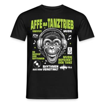 Monkey Groove Shirt: Dancing Beats in the Jungle - Men's T-Shirt - black - Front - AI Model Male 178 light (178cm)