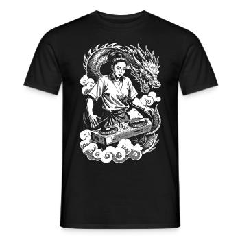 Chemise d’héroïne : Magic DJ Controller avec dragon - T-shirt homme - noir - Devant - AI Model Male 178 light (178cm)