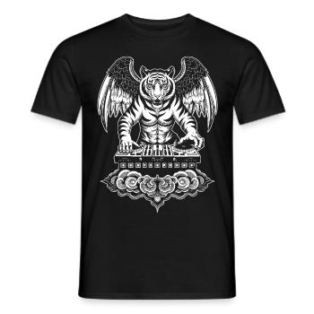 Chemise BD : Urban DJ Tiger avec des ailes de puissance - T-shirt homme - noir - Devant - AI Model Male 178 light (178cm)