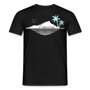 Curacao Island with Palm Trees Dream Vacation Destination - Men's T-Shirt - black - Front - AI Model Male 178 light (178cm)