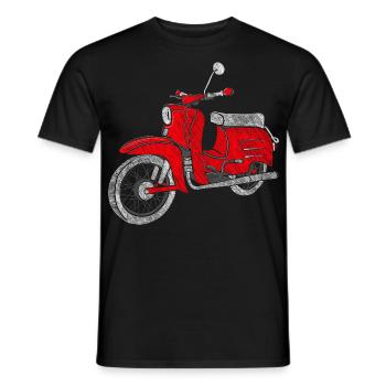 Schwalbe - Cyclomoteur de la RDA - Scooter de la RDA - Vintage - T-shirt homme - noir - Devant - AI Model Male 178 light (178cm)