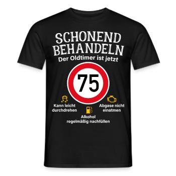 75. Geburtstag Schonend Behandeln Oldtimer Ist 75 - Männer T-Shirt - Schwarz - Vorne - AI Model Male 178 light (178cm)