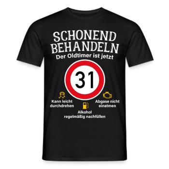 31. Geburtstag Schonend Behandeln Oldtimer Ist 31 - Männer T-Shirt - Schwarz - Vorne - AI Model Male 178 light (178cm)