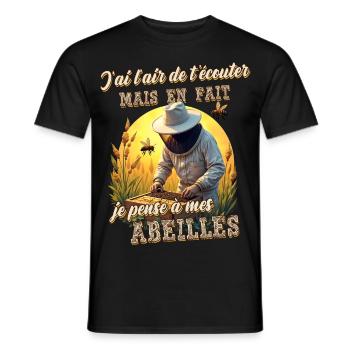 Apiculteur cadeau humoristique apiculture abeilles - T-shirt homme - noir - Devant - AI Model Male 178 light (178cm)