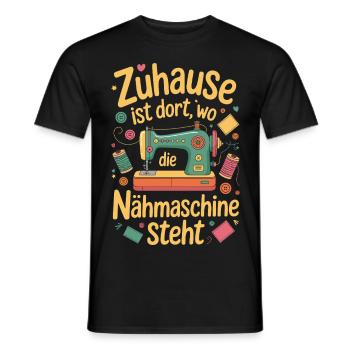 Coudre à la maison est là où se trouve la machine à coudre - T-shirt homme - noir - Devant - AI Model Male 178 light (178cm)