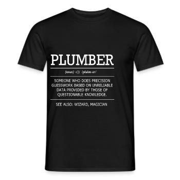Plumber Plumber - Men's T-Shirt - black - Front - AI Model Male 178 light (178cm)