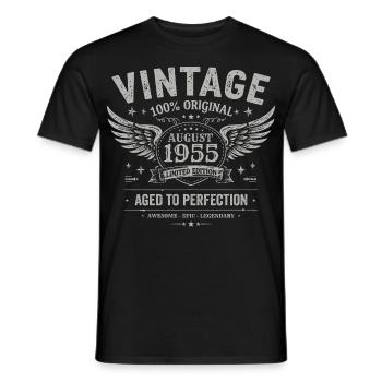 Born in August 1955, built August 1955 - August 1955 - Men's T-Shirt - black - Front - AI Model Male 178 light (178cm)