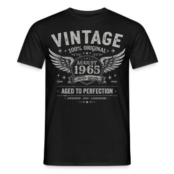 Né en Août 1965, Construit Août 1965 - August 1965 - T-shirt homme - noir - Devant - AI Model Male 178 light (178cm)