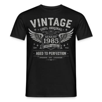 Né en Août 1985, Construit Août 1985 - August 1985 - T-shirt homme - noir - Devant - AI Model Male 178 light (178cm)