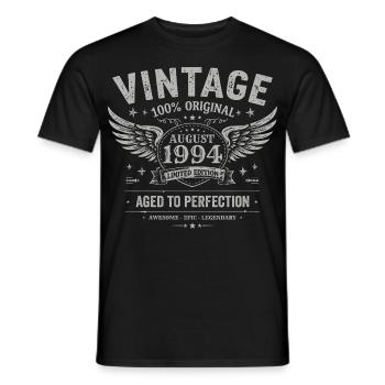 Né en Août 1994, Construit Août 1994 - August 1994 - T-shirt homme - noir - Devant - AI Model Male 178 light (178cm)