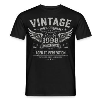 Born in August 1998, built August 1998 - August 1998 - Men's T-Shirt - black - Front - AI Model Male 178 light (178cm)