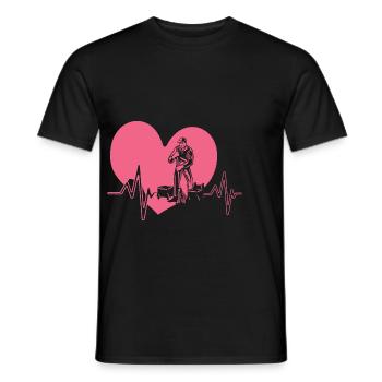 Fréquence cardiaque du soignant - T-shirt homme - noir - Devant - AI Model Male 178 light (178cm)