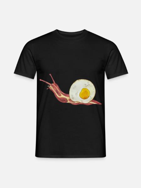 Baconschnecke Bacon and egg Spiegelei - Männer T-Shirt - Schwarz