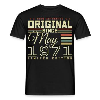 Cadeau Anniversaire Mai 1971, Gift May 1971 - T-shirt homme - noir - Devant - AI Model Male 178 light (178cm)