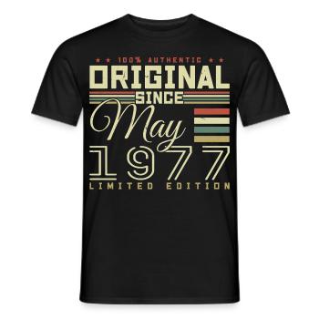Cadeau Anniversaire Mai 1977, Gift May 1977 - T-shirt homme - noir - Devant - AI Model Male 178 light (178cm)