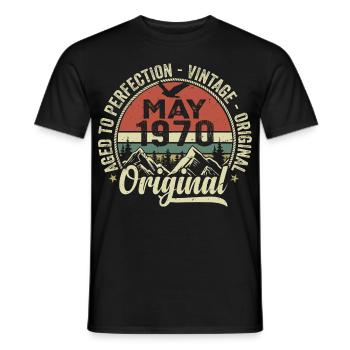 Mai 1970 anniversaire Mai 1970 May 1970 - T-shirt homme - noir - Devant - AI Model Male 178 light (178cm)