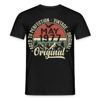 Mai 1977 Geburtstag Mai 1977 Mai 1977 - Männer T-Shirt - Schwarz - Vorne - AI Model Male 178 light (178cm)