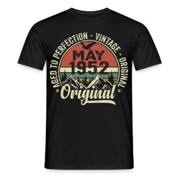 May 1952 Birthday May 1952 May 1952 - Men's T-Shirt - black - Front - AI Model Male 178 light (178cm)