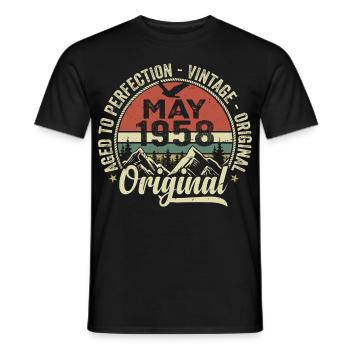 Mai 1958 Geburtstag Mai 1958 Mai 1958 - Männer T-Shirt - Schwarz - Vorne - AI Model Male 178 light (178cm)