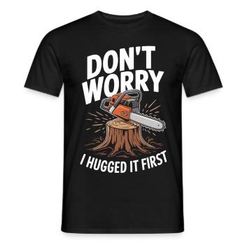 Chainsaw humor for forest lovers - Men's T-Shirt - black - Front - AI Model Male 178 light (178cm)